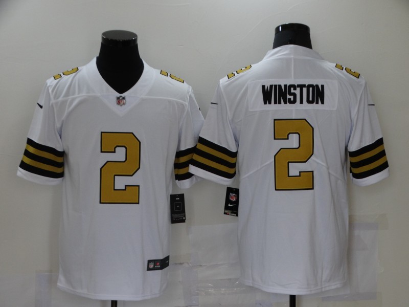 Men's New Orleans Saints Jameis Winston #2 White Alternate Jersey